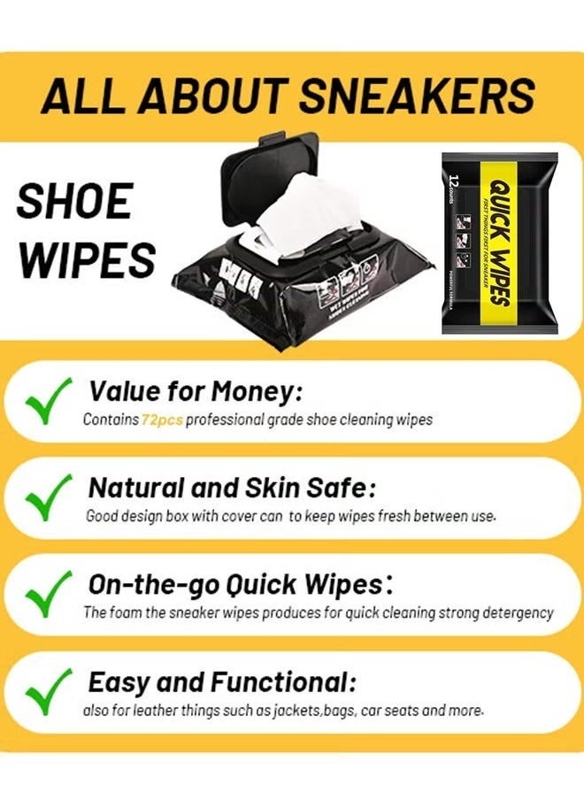 2 Pack 60 Pcs Shoe Sneaker Wipes Cleaner Quick Wipes Disposable Travel Portable Removes Dirt, Stains, Natural, Large, Natural, Large - Image 2